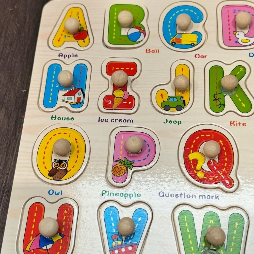 Alphabet Peg Puzzle Board for Kids - Multicolor Toddler Baby